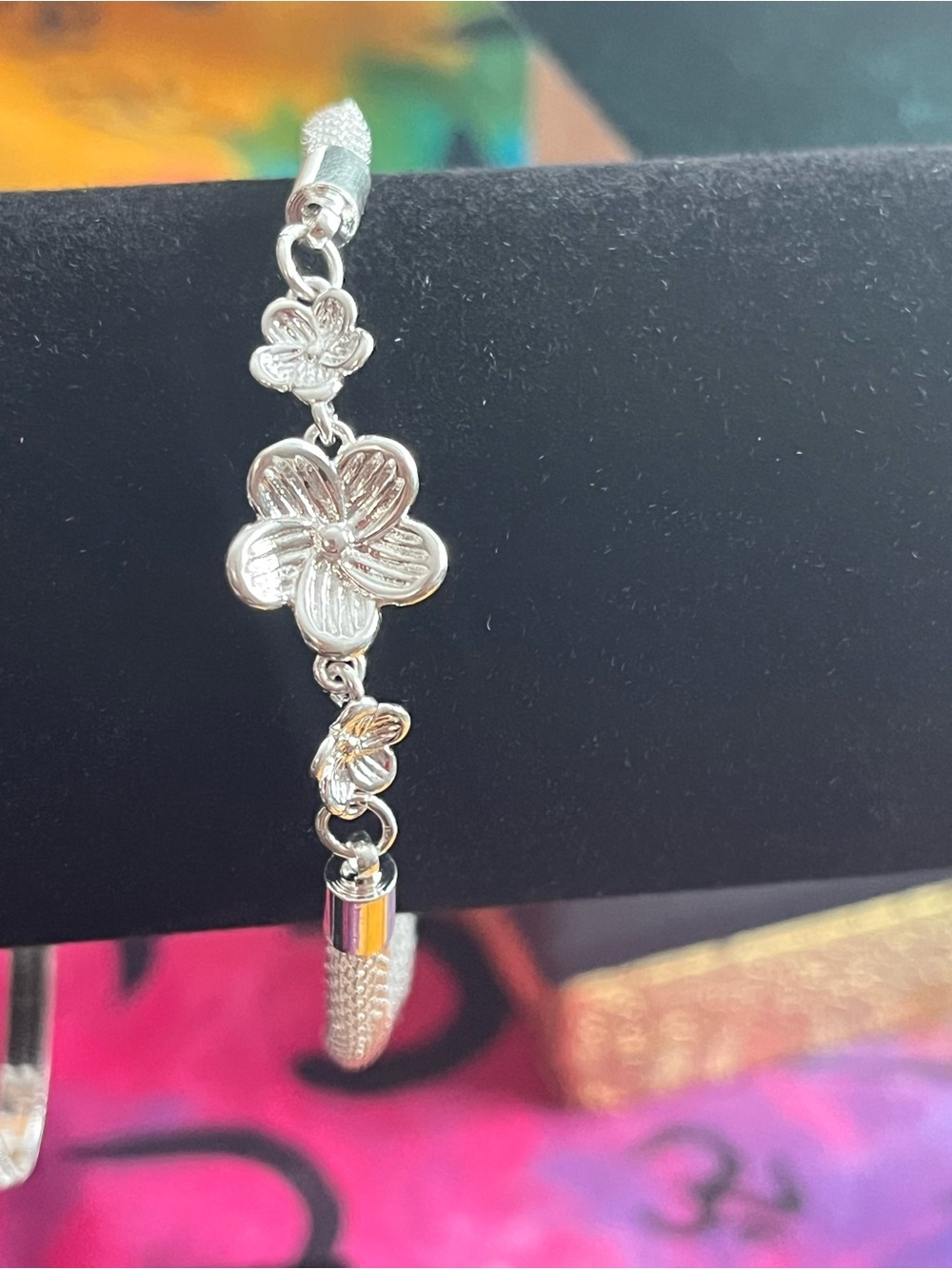 925 Sterling Silver Floral Mesh Bracelet / Petite Anklet – Adjustable 8–10”